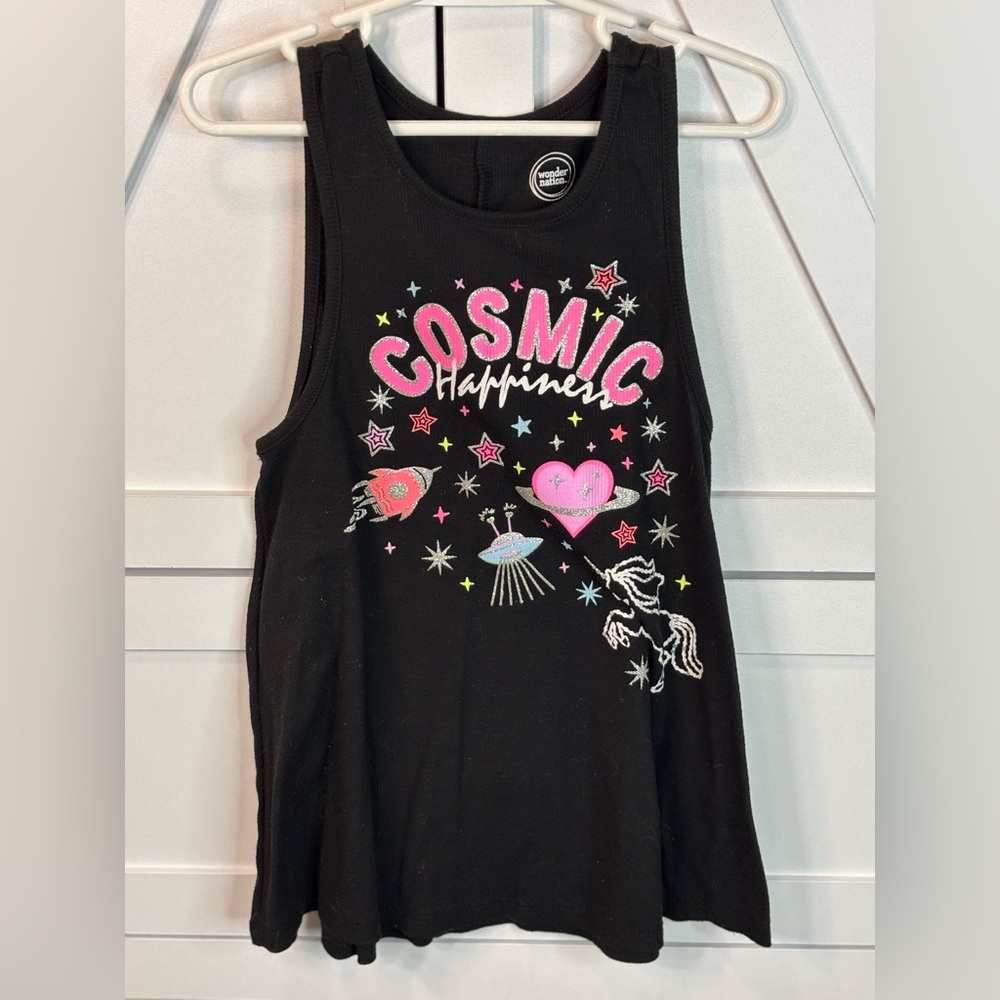 Girls Wonder Nation Black Cosmic Happiness' Graphic Tank Pink Accent size M